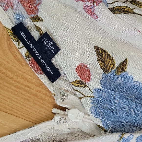 American Eagle Outfitters Cream Floral Wide Leg Jumpsuit - Picture 12 of 16